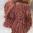 thumbnail image 1 of Donna Sharp Chenille Knitted Rust Throw, 1 of 10