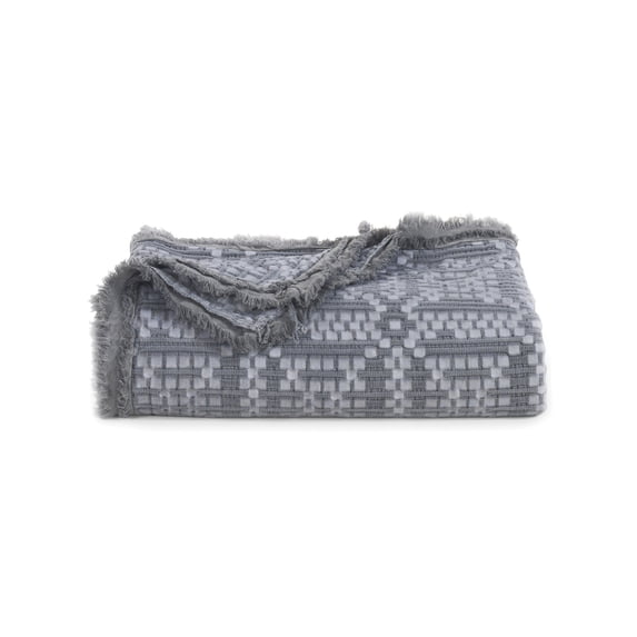 Your Lifestyle by Donna Sharp Garment Washed Oversize Grid Throw from Grey