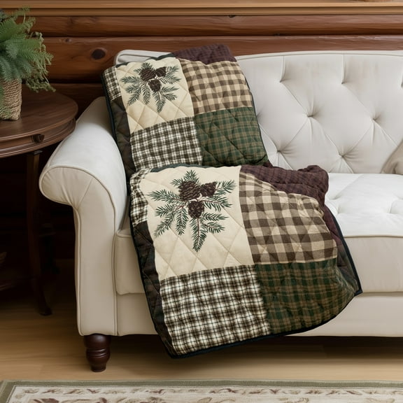 Your Lifestyle by Donna Sharp Pine Panels Rustic Quilted Throw