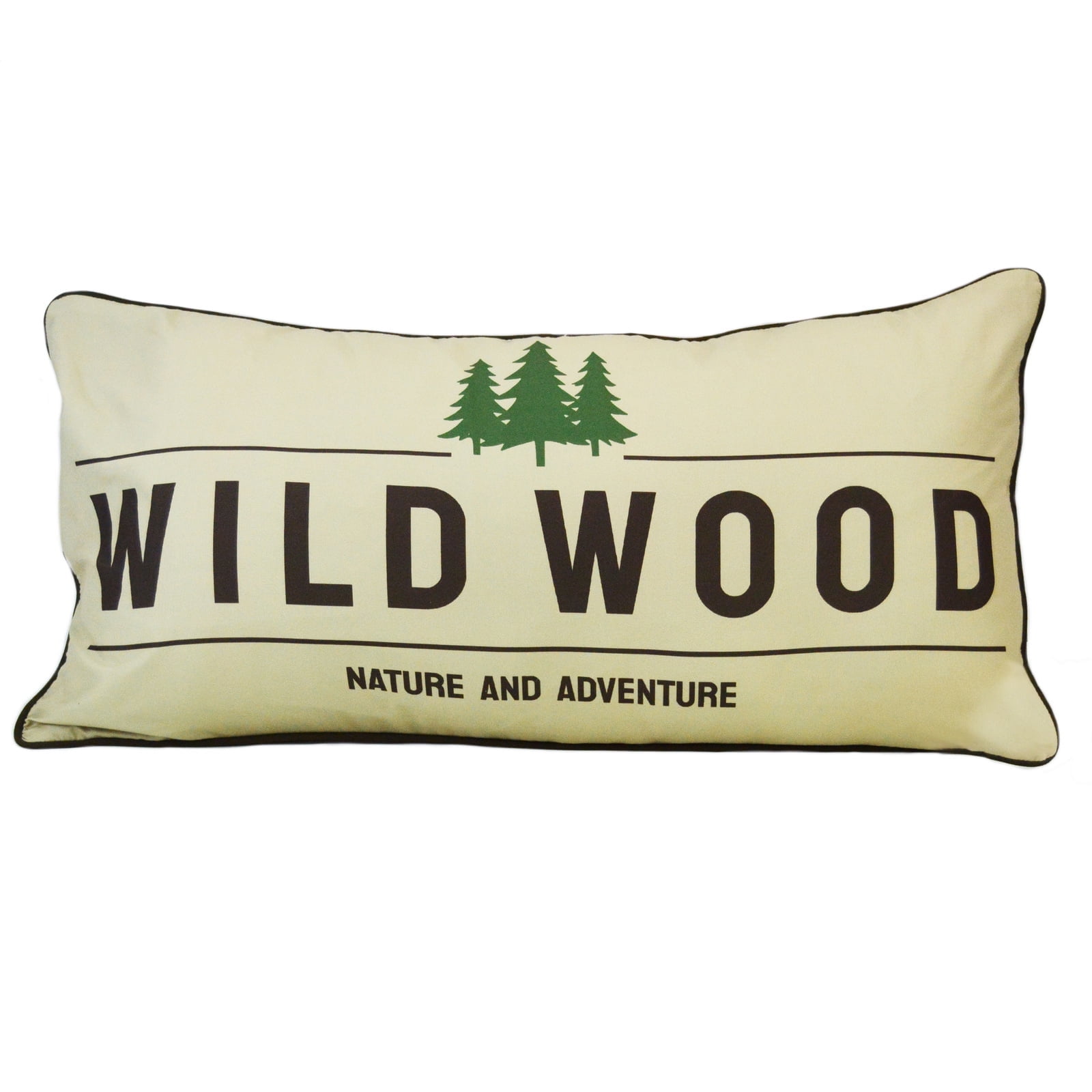 Wild Wood Rectangular Beige and Green Decorative Pillow