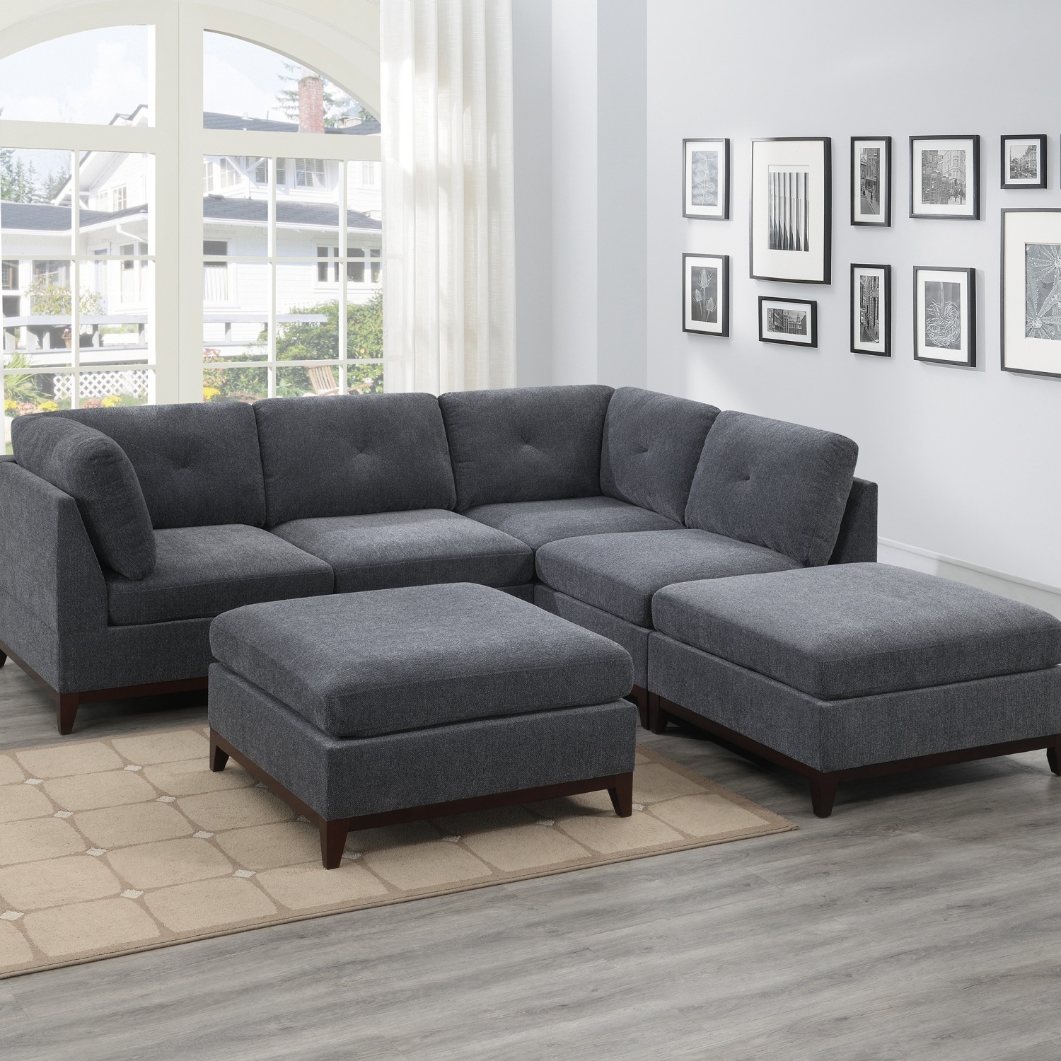 Your Living Space with this Exquisite and Plush 6Piece Camel Chenille Fabric Modular Sectional