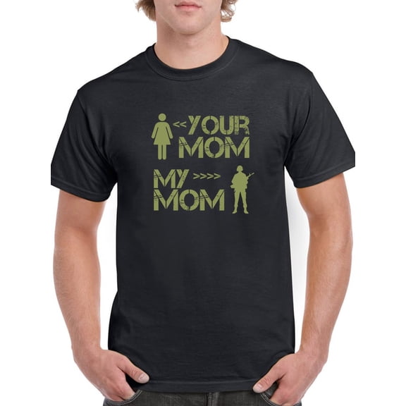 Your Mom My Mom Army Graphic Men Black T-Shirt, Male Medium