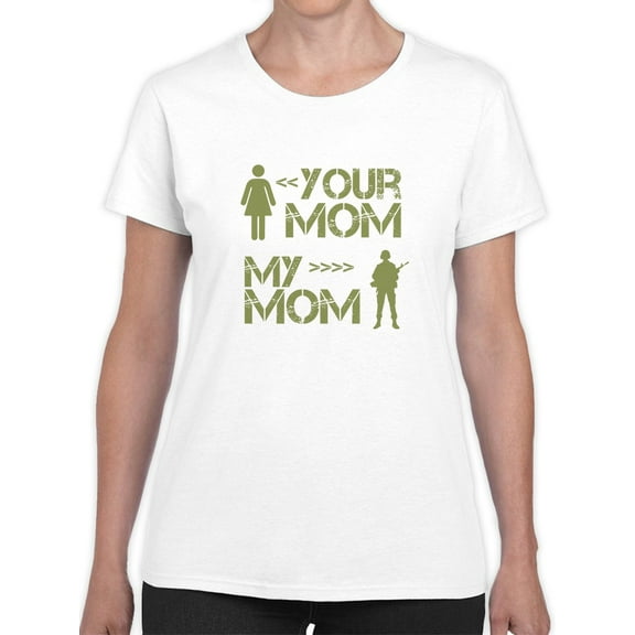 Your Mom My Mom Army Graphic Women White T-Shirt, Female Large