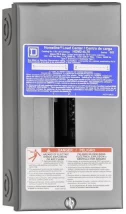 Square D Homeline 70-Amp Main Lug Load Center – HOM24L70SCP, 2-Space, 4-Circuit, Surface Mount, Cover Included