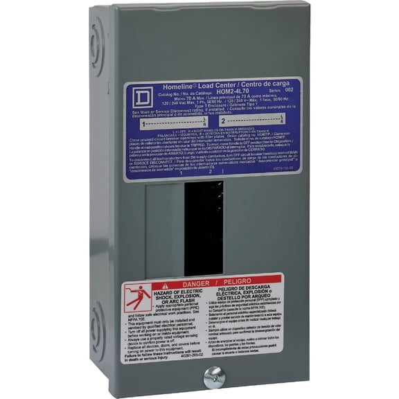 Homeline Main Lug Load Center Hom24L70SCP - 70 Amp - Gray  Residential Use, Standard Application