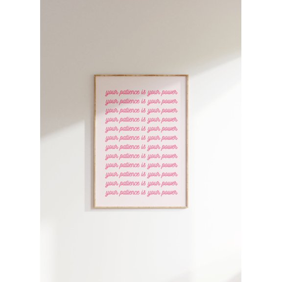 Your Patience Is Your Power Pink Motivational Quote Trendy Aesthetic Wall Art, Stretched Canvas 8x10in