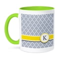 thumbnail image 1 of 3dRose, Your personal name initial letter K - monogrammed grey quatrefoil pattern - personalized yellow gray, 15oz Two-Tone Green Mug, 1 of 7