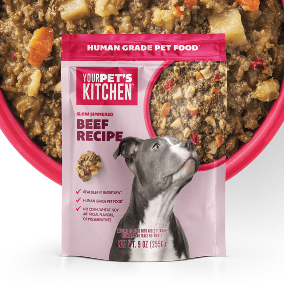 Your Pet's Kitchen Wet Dog Food Pouch, Beef Recipe, 9 oz Pouch, Pack of 6