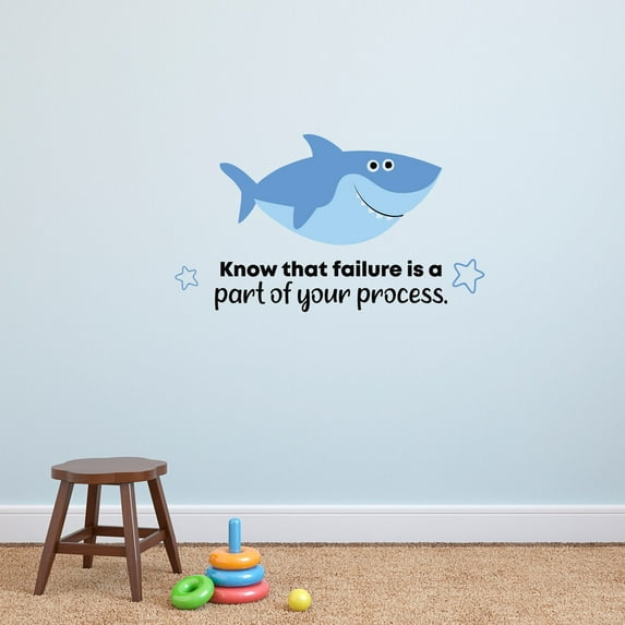 Your Process Shark Animal Quote Cartoon Quotes Decors Wall Sticker Art Design Decal for Girls Boys Kids Room Bedroom Nursery Kindergarten Home Decor Stickers Wall Art Vinyl Decoration (20x40 inch)