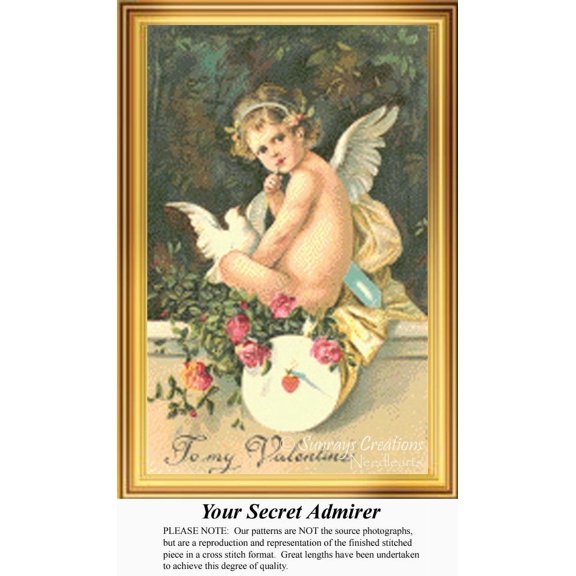 Your Secret Admirer, Vintage Counted Cross Stitch Pattern (Pattern Only, You Provide the Floss and Fabric)