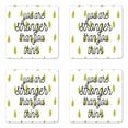 thumbnail image 1 of Your are Stronger than You Think Coaster Set of 4, Doodle Raindrops with Motivation Lifestyle Words, Square Hardboard Gloss Coasters, Standard Size, Apple Green White, by Ambesonne, 1 of 2