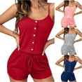 thumbnail image 1 of Your-Sty Button Front Two Piece Pajama Set for Women Cami Top and Shorts Lounge Set Sleepwear 2 Pcs Set, 1 of 4