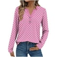 thumbnail image 1 of Your-Sty Classic Black & White Polka Dot Long Sleeve Blouse – V-Neck Button-Up Top for Women (Breathable, Stylish Everyday Wear), 1 of 6
