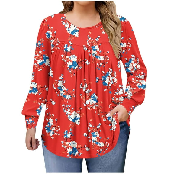 Your-Sty Oversized Long Sleeve Shirts for Women Floral Casual Tops Fall Outfits 2025 Basic Tees Trendy Clothes