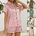 thumbnail image 1 of Your-Sty Silk Pajama Sets for Women Silk Short Sleeve Pajamas Satin 2 Piece Pajama Set Button Silk Pj Set Shorts S-XXL, 1 of 8