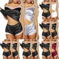 thumbnail image 1 of Your-Sty Silk Pjs for Women Satin Pajamas Set Camisole Pajamas Cami Shorts Set Nightwear, 2 Pack Sleepwear, 1 of 3