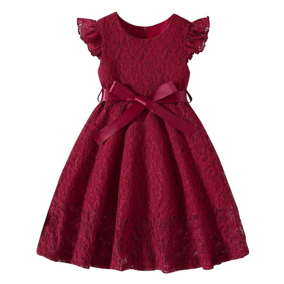 Your-Sty Toddler Girls Cute Solid Color Princess Dress Sleeveless Lace Skirt Summer Outfit