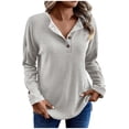 thumbnail image 1 of Your-Sty Women's Light Gray Button-Up Long Sleeve Shirt – Relaxed Collared Everyday Essential, 1 of 9