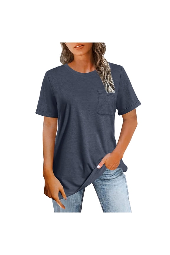 Womens Loose Fit Tshirts Short Sleeve Summer Tops Casual Workout Yoga Tunic T Shirts Tops with Pocket
