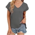 thumbnail image 1 of Your-Sty Womens Summer Tops Short Sleeve Shirts for Women V Neck Basic Fashion Side Split Loose Blouse, 1 of 8