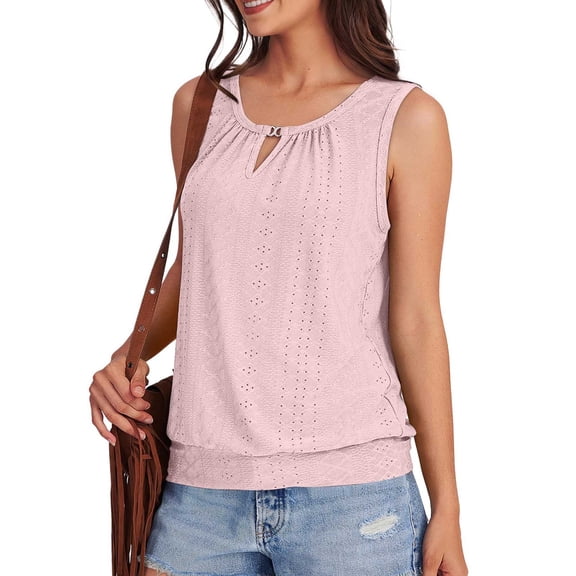 Your-Sty Womens Tank Tops V Neck Dressy Casual Cami Sleeveless Camisole Blouses Eyelet Shirts Summer Tank Tops