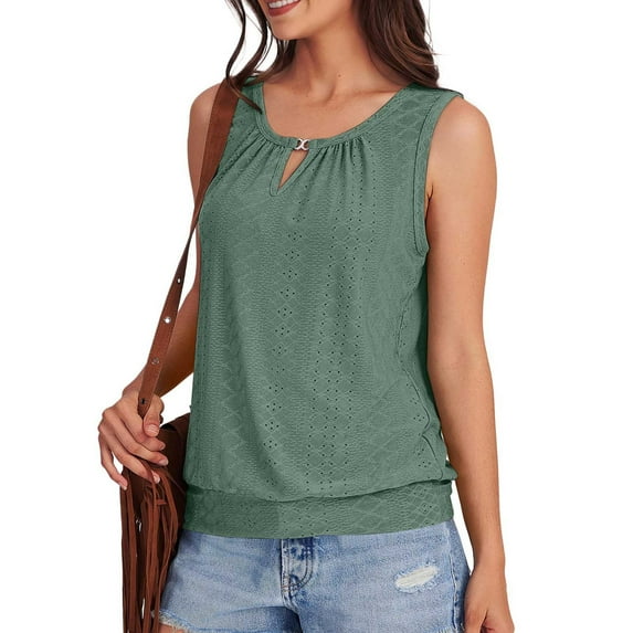 Your-Sty Womens Tank Tops V Neck Dressy Casual Cami Sleeveless Camisole Blouses Eyelet Shirts Summer Tank Tops
