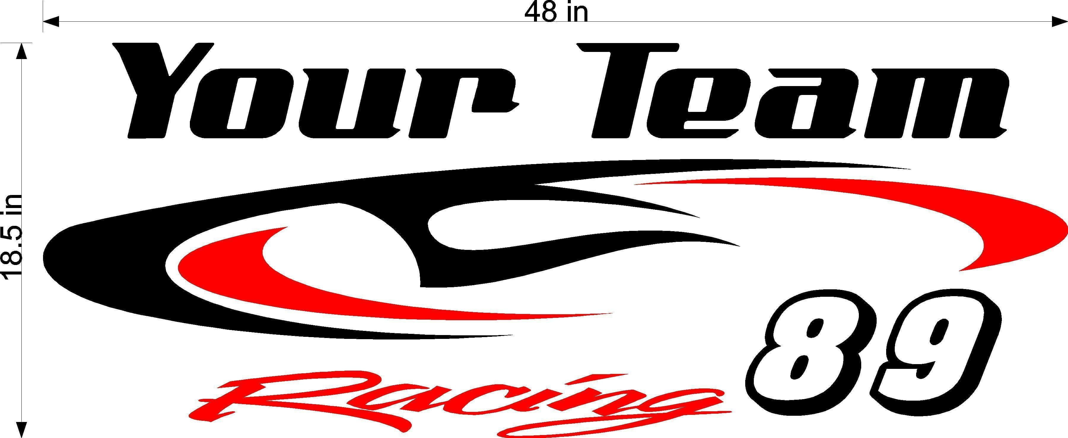 Your Team Racing Decal Name Trailer Vinyl Decal Custom Text Trailer ...
