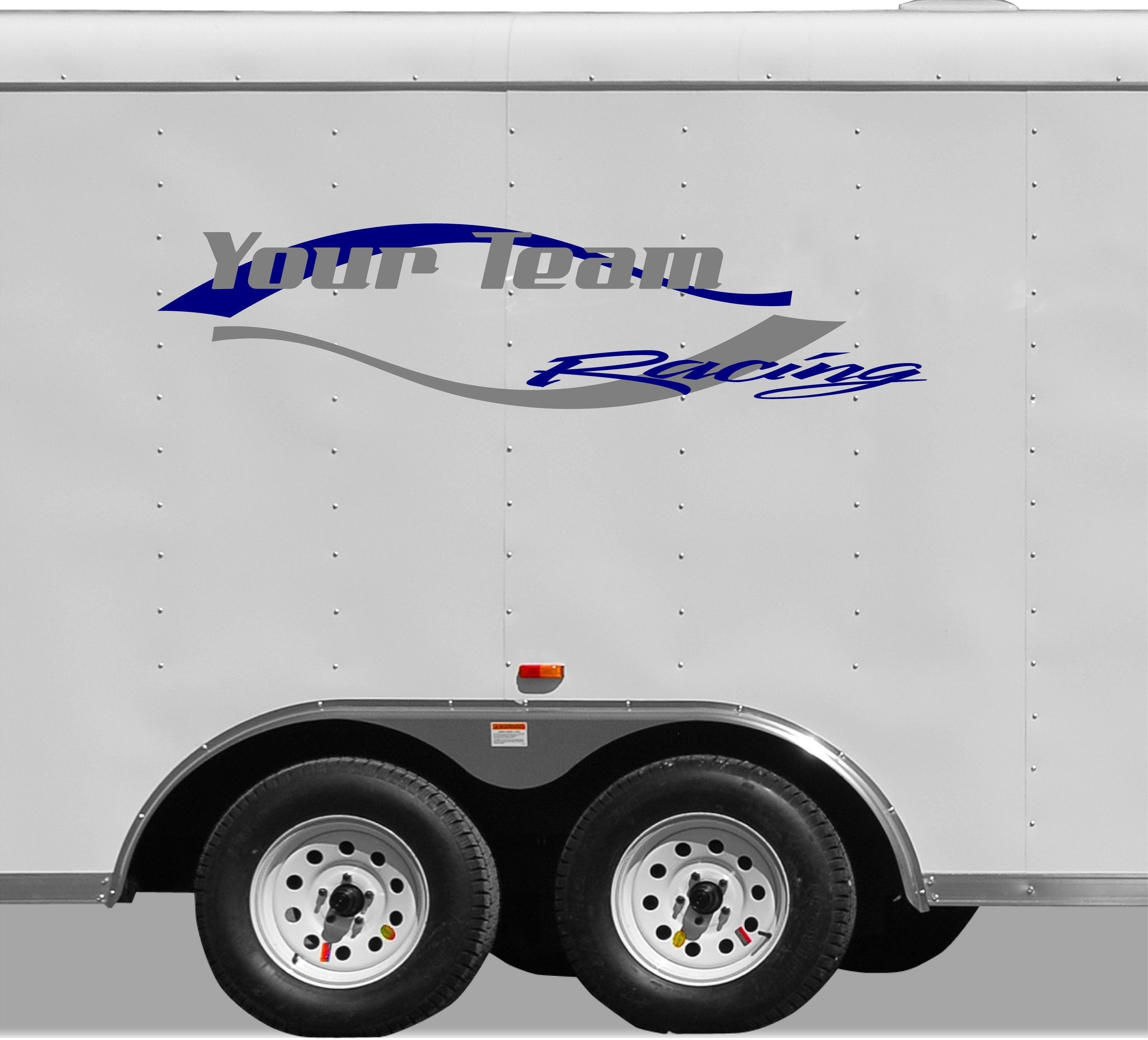 Your Team Racing Decal Name Trailer - Vinyl Decal - Custom Text ...