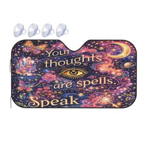 Your Thoughts Are Spells. Speak What You Seek Foldable Car Windshield Sun Shade UV Heat Shield for Car SUV Truck