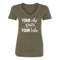 thumbnail image 1 of Your Vibe Attracts Your Tribe Womens V-Neck T-Shirt, 1 of 2