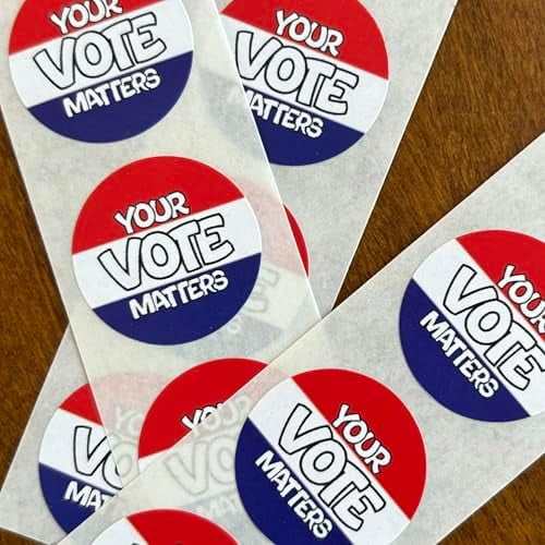 Your Vote Matters Stickers - Roll of 250 Stickers, Red, White & Blue