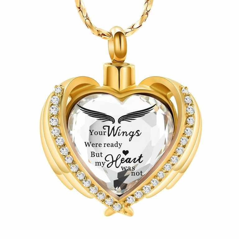 Your Wings Were Ready But My Heart Was Not Cremation Urn Pendant Memory Necklace for Cremation Ashes of Loved One Human Pet Memorial Jewelry