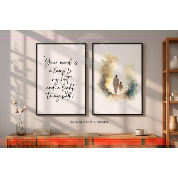 Your Word Is A Lamp Wall Art Print Set Of 2 With Christian Scripture ...