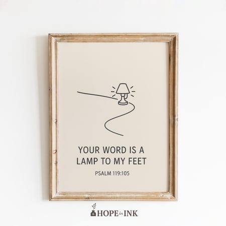Your Word Is a Lamp to My Feet Print – Psalm 119105 Minimalist Bible Verse Poster Scripture Wall Art