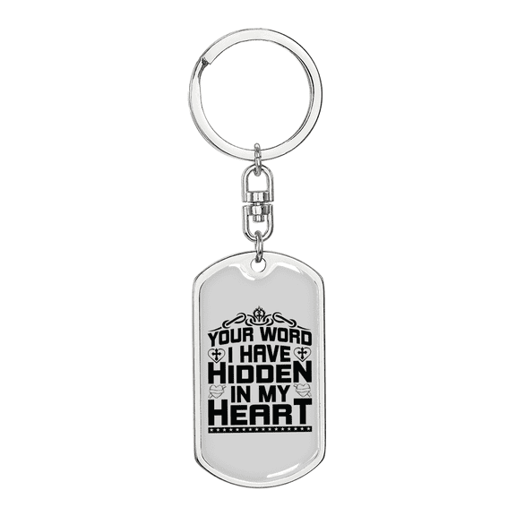 Your Word Stainless Steel or 18k Gold Premium Swivel Dog Tag Keychain