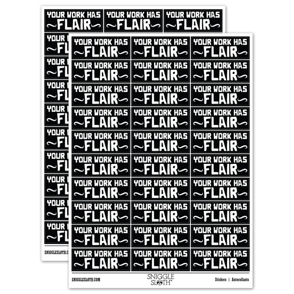 Your Work Has Flair Teacher Student School Sticker Set - Black - Gloss Finish - 1.75" Medium