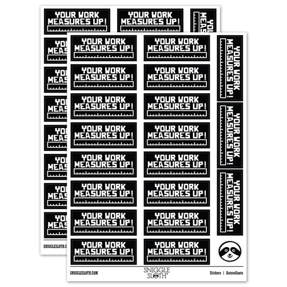 Your Work Measures Up Ruler Teacher Student School Sticker Set - Black - Matte Finish - 2.00" Large