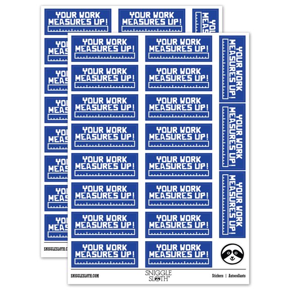 Your Work Measures Up Ruler Teacher Student School Sticker Set - Dark Blue - Matte Finish - 2.00" Large