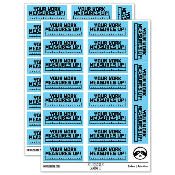 Your Work Measures Up Ruler Teacher Student School Sticker Set - Light Blue - Matte Finish - 2.00" Large