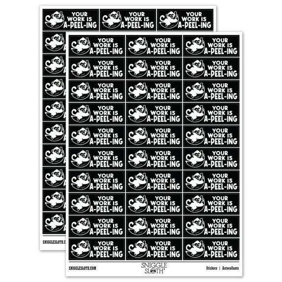 Your Work is A-peel-ing Appealing Banana Teacher Student School Sticker Set - Black - Gloss Finish - 1.75" Medium