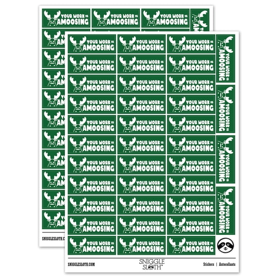 Your Work is Amoosing Amazing Teacher Student School Sticker Set - Dark Green - Gloss Finish - 1.5" Small