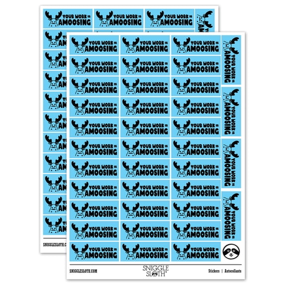 Your Work is Amoosing Amazing Teacher Student School Sticker Set - Light Blue - Gloss Finish - 1.5" Small
