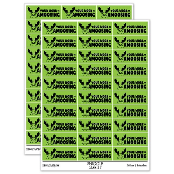 Your Work is Amoosing Amazing Teacher Student School Sticker Set - Light Green - Gloss Finish - 1.75" Medium
