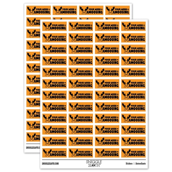 Your Work is Amoosing Amazing Teacher Student School Sticker Set - Orange - Matte Finish - 1.25" Mini