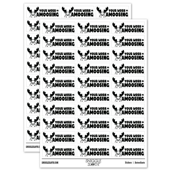 Your Work is Amoosing Amazing Teacher Student School Sticker Set - White - Gloss Finish - 1.75" Medium