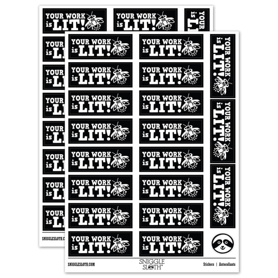 Your Work is Lit Firefly Teacher Student School Sticker Set - Black - Matte Finish - 2.00" Large