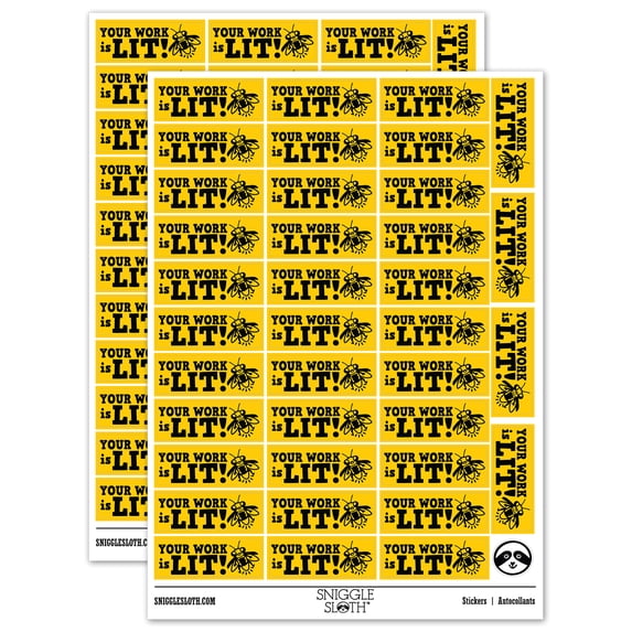 Your Work is Lit Firefly Teacher Student School Sticker Set - Yellow - Gloss Finish - 1.5" Small
