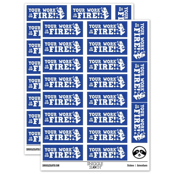 Your Work is On Fire Dragon Teacher Student School Sticker Set - Dark Blue - Matte Finish - 2.00" Large