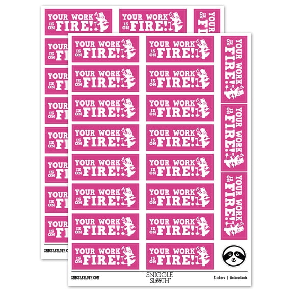 Your Work is On Fire Dragon Teacher Student School Sticker Set - Hot Pink - Gloss Finish - 2.00" Large