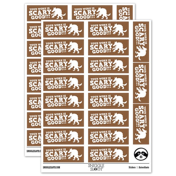 Your Work is Scary Good Monster Teacher Student School Sticker Set - Brown - Matte Finish - 2.00" Large